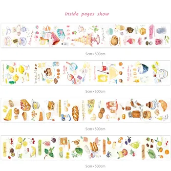 

12Roll Food tape funning creative hand-painted stickers candy color cute DIY handmade cutting wholesale 5M