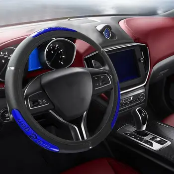 

Anti-slip Steering Wheel Cover 37-38cm Blue PU Leather Car Steering Wheel Cover Brand New