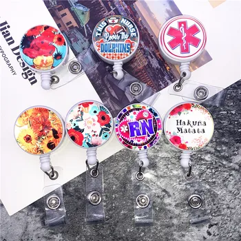

10PCS Retractable Pull Badge Crystal ID Lanyard Name Tag Card Badge Holder Reels Key Ring Chain Clips School student office