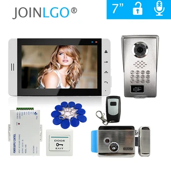 

FREE SHIPING 7" Touch LCD Screen Video Door Phone Intercom System White Monitor RFID Code Keypad Camera Mechanical Lock