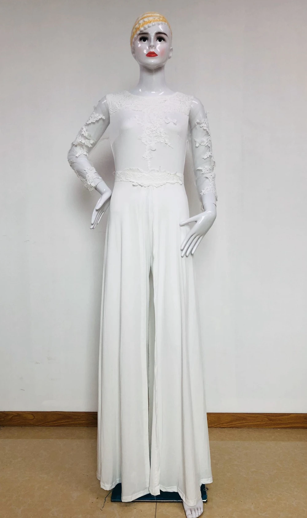 Rompers Sexy Jumpsuit Women Spring White Bodysuit Long Sleeve Fake Two Pieces Casual OL Work Elegant Lace Plus Size Tracksuit