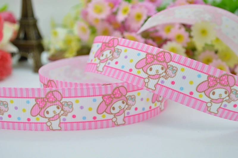 7/" 22 мм MY Melody напечатанная корсажная лента бант для волос вечерние украшения DIY ручной работы OEM 50YD