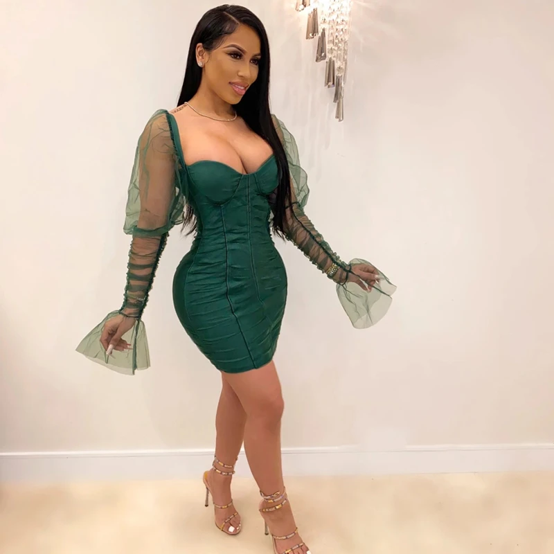 red mesh bodycon dress