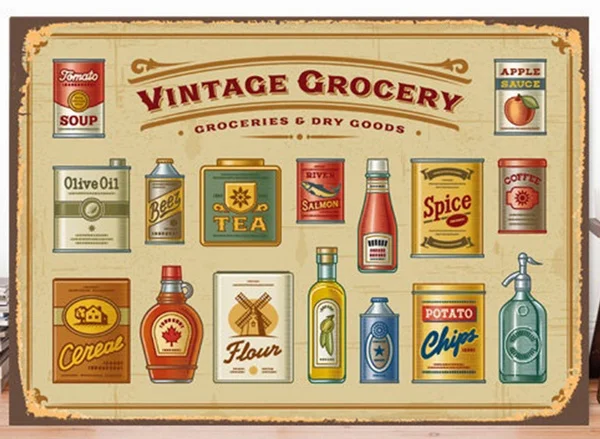 Винтажная жестяная вывеска для продуктов магазина Декор металлические