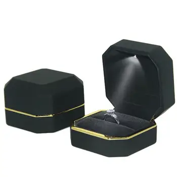 

Octagonal LED Light Ring Jewelry Storage Box Organizer Valentine Day Gift Case Storage Box Organizer Valentine Day Gift Case box