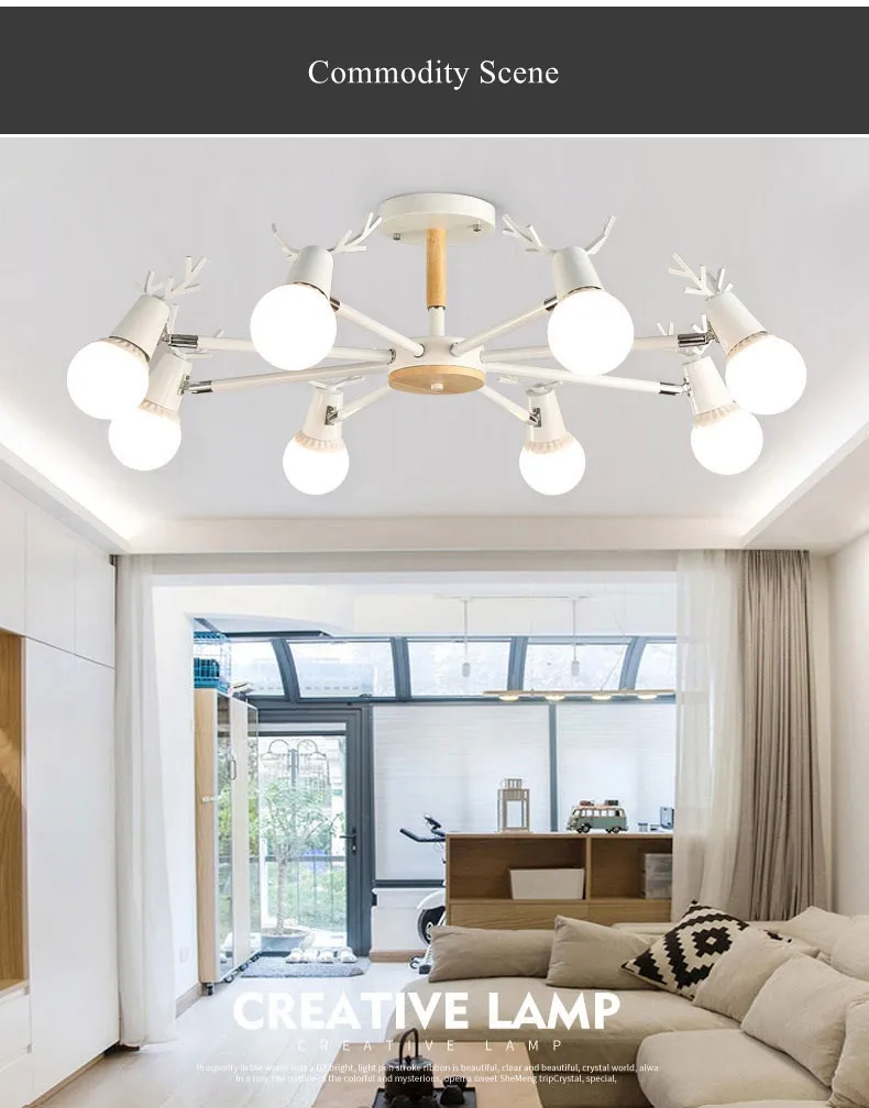 Nordic Antlers Chandelier  suspension luminaire lustre moderno LED Chandeliers Lighting Fixtures 6