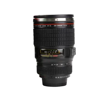 

Creative fun black white stainless steel lens cup creative insulation cup realistic camera lens cup fun gift
