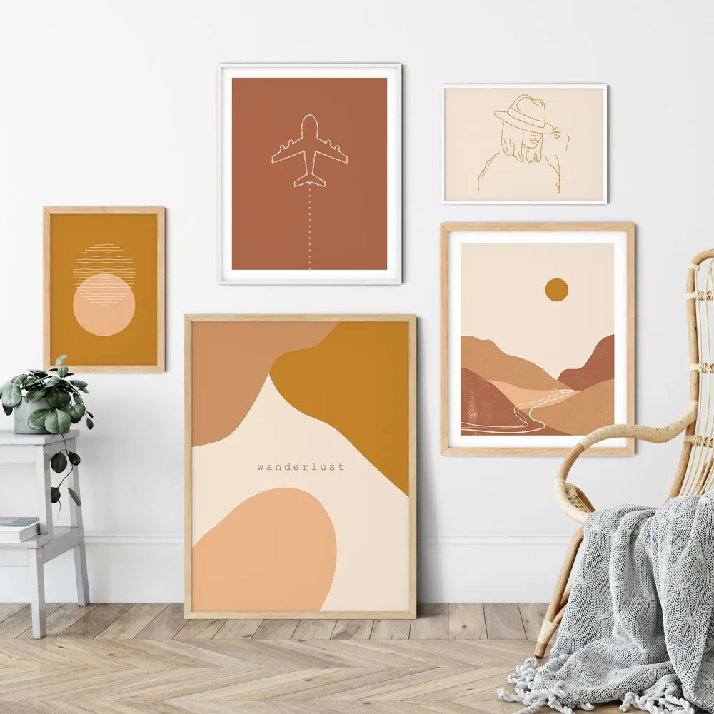 Теплый тон путешествия художественные принты Wanderlust Цитата плакат комплект