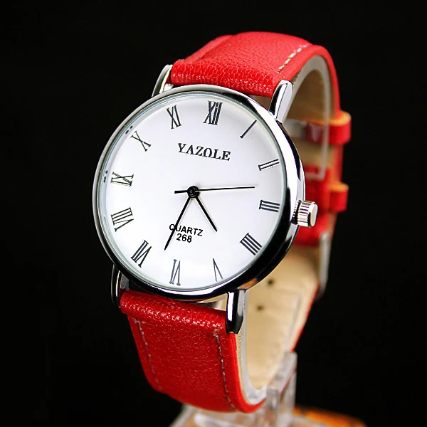White Red YAZOLE,, модные, для отдыха, для бизнеса, мужские наручные часы, кварцевые, Move, для мужчин, t Life, водонепроницаемые, римские, с цифровым циферблатом, для пары, часы 268 - Цвет: White Red