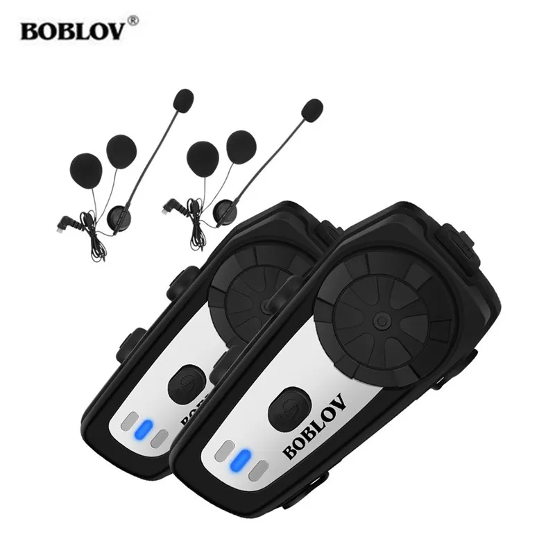 2 шт. BOBLOV M6 мотоциклетный шлем Интерком громкой связи беспроводной Bluetooth BT мото гарнитура интеркомы FM радио MP3 музыка для наездника