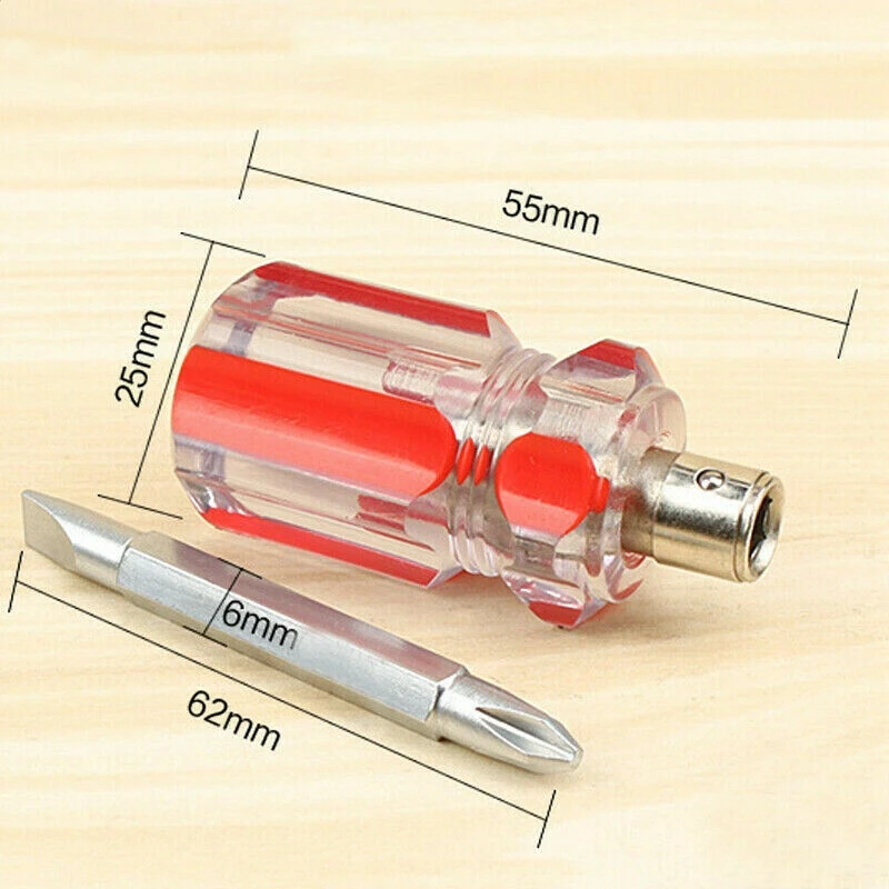 2Pcs/set Hand Tool Screwdriver Slotted Phillips Dual-Purpose Stubby Screwdriver Short Screw Driver Installation DIY Repair Tool