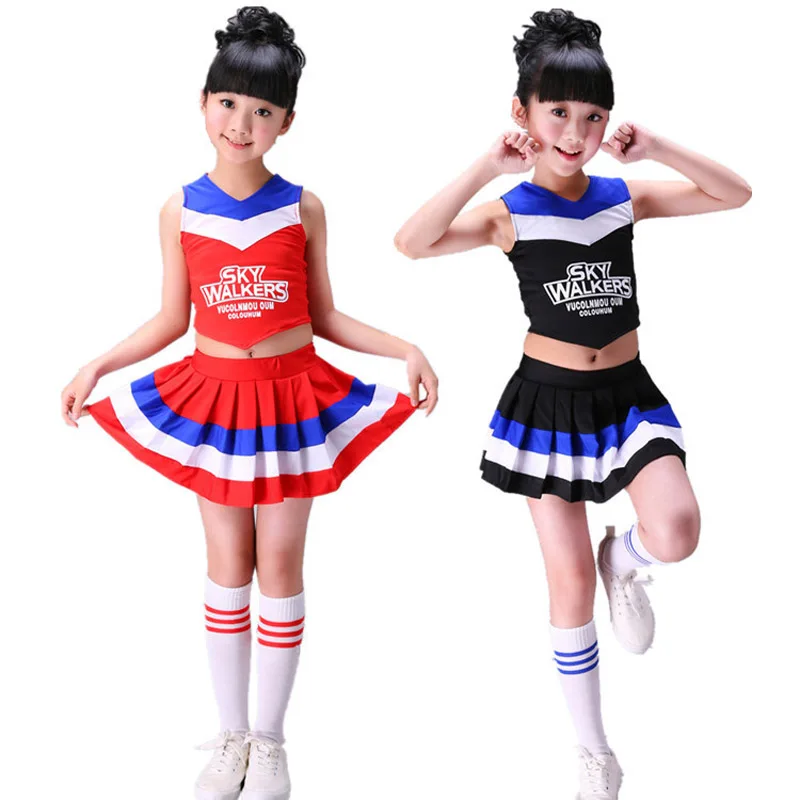 Children Competition Girls Cheerleader Dance Costume Pleated Skirt Set Stage Aerobics Kids Cheer School Uniform Team Uniforms children competition girls cheerleader dance costume pleated skirt set stage aerobics kids cheer school uniform team uniforms