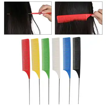 

6pcs Professional Rat Tail Combs Fine-Tooth Teasing Comb Metal Pin Anti-static Hair Styling Tool for Barber Salon Beauty Tools