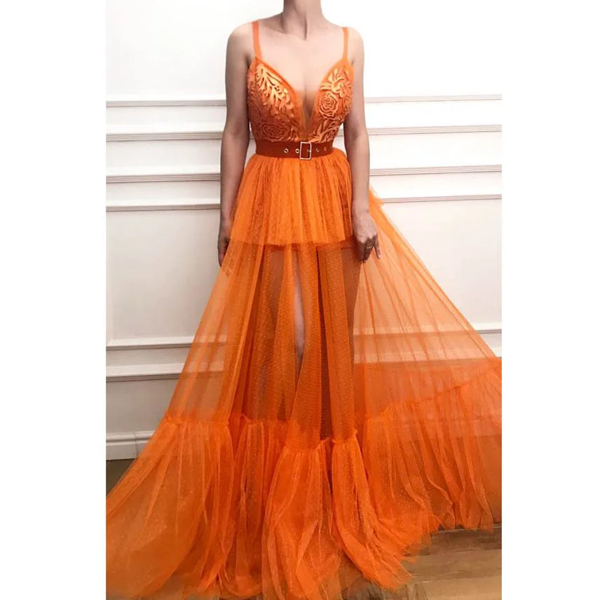 Orange see through dress Clearance