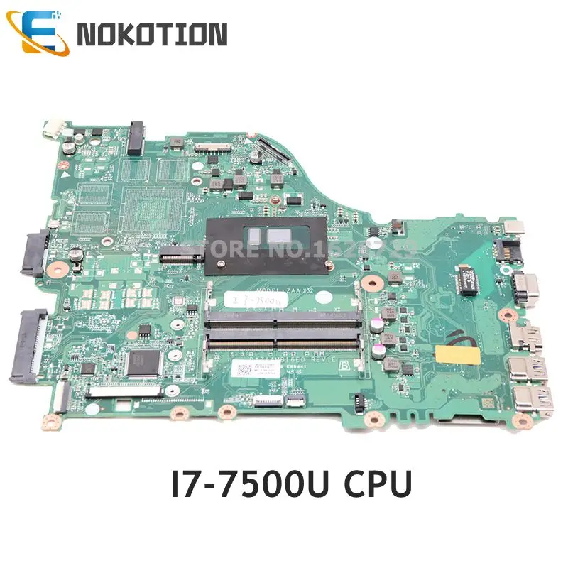 NOKOTION для acer aspire F5-575G Материнская плата ноутбука NBGEP11002 NBGEP110026 DAZAAMB16E0 SR2ZV I7-7500U Процессор DDR4 полный тест
