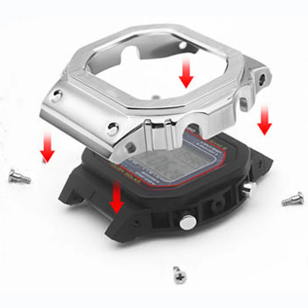 DW5600 5610 часы набор ремешок для часов ободок обновление модификация Металл 316L Нержавеющая часы аксессуары