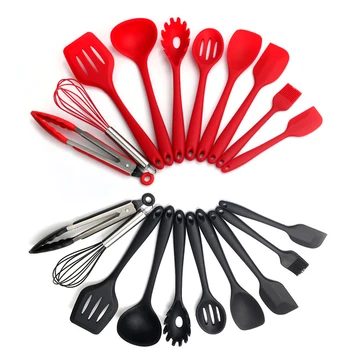 

10 Sets Silicone Kitchen Utensil Set Heat Resistant Spatulas Serving Mixing Spoons Tongs Ladle Gadget Non-Stick Baking Tool