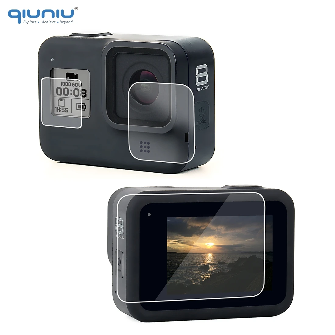 QIUNIU ультратонкий HD LCD + передняя защита экрана Защитная пленка для объектива GoPro