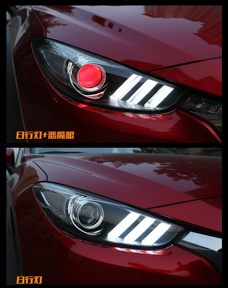 Стайлинга автомобилей фар для Mazda3 фары Новинка Mazda3 Axela светодиодный DRL Динамический светодиодный поворотник Bi Xenon объектива