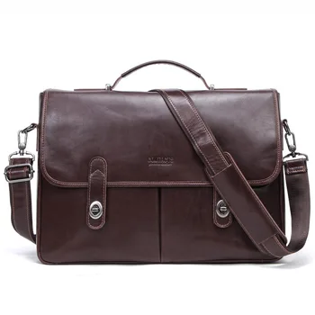 

15.4 Inch Computer Genuine messenger office bags for men Leather Business Affairs Briefcase More Function Cowhide Male Package