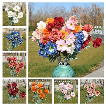 

20Pcs Fake Flocking Peony 33.46" Length Simulation Chinese Herbaceous Peonia for Wedding Home Decorative Artificial Flowers