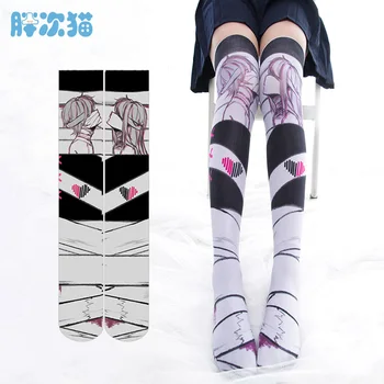 

Princess sweet lolita stockings Original dark series over knee stockings velvet thigh printed stockings fashion women LHCP026