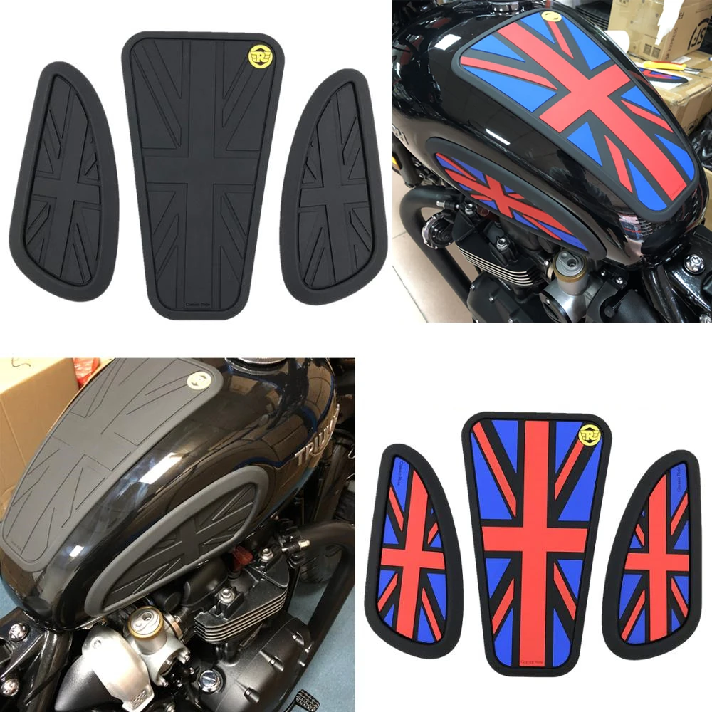 

For Triumph Retro Motorcycle Cafe Racer Gas Fuel tank Rubber Sticker Protector Sheath Knee Tank pad Grip Decal For T120 T100