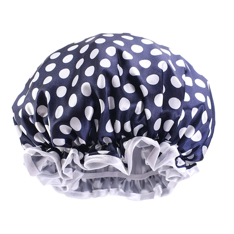 Large Size Shower Cap Satin Waterproof Bath Hat Shampoo Cap Sleeping Night Hair Care Bonnet Hair Cover Women Bathroom Supplies flower hair clips Hair Accessories