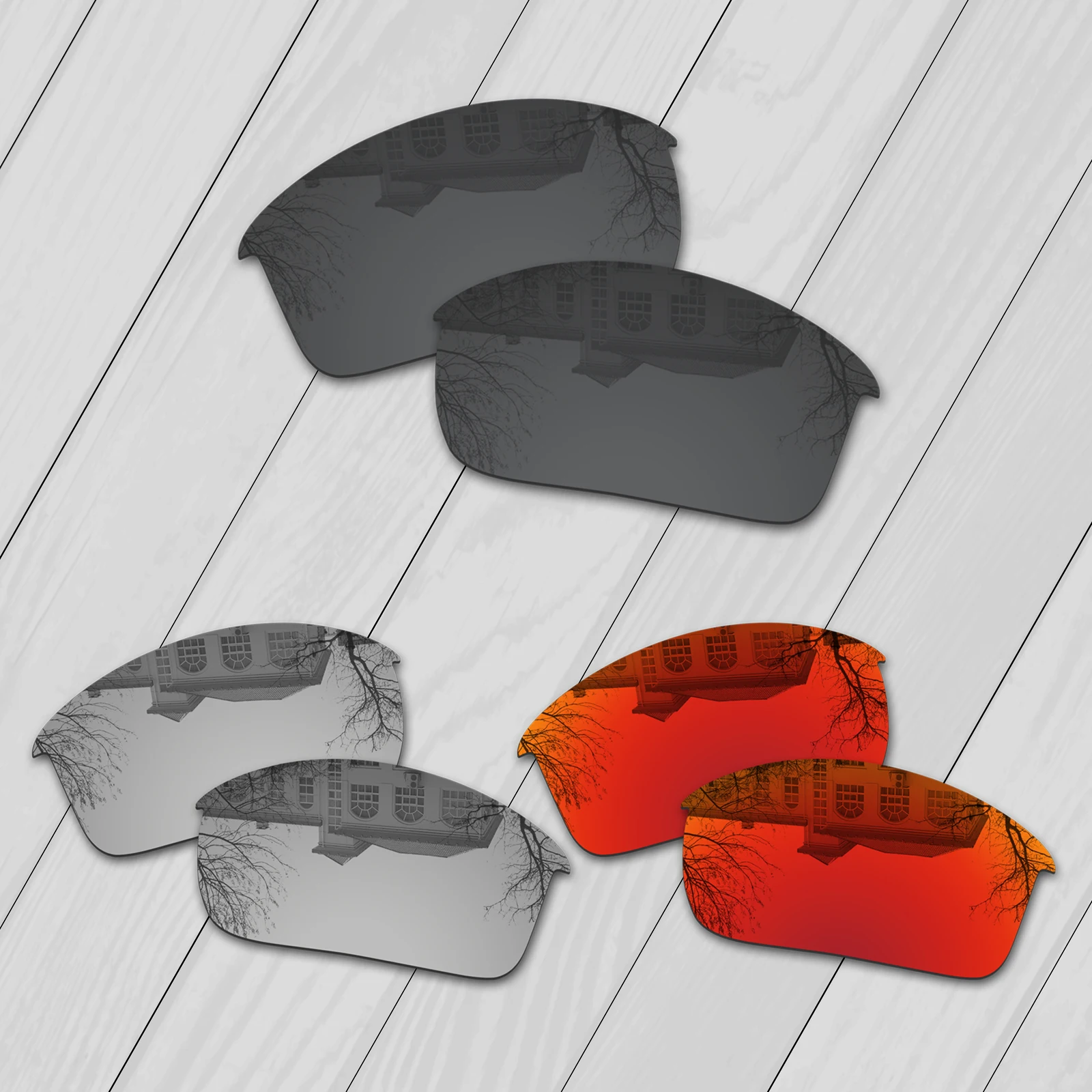 E.O.S 3 Pairs Black &amp Silver Fire Red Polarized Replacement Lenses for Oakley Flak Jacket Sunglasses | Аксессуары для