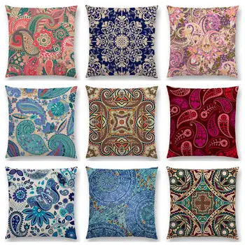 

Boho Paisley Mandala Decorative Pattern Persian National Style Geometry Floral Stripe India Cushion Cover Sofa Throw Pillow Case
