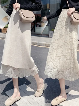 

2020 Wear both sides Spring Summer Women Skirt All-matched Casual A-line Student Long Skirt Sweet loveliness Gauze Maxi Skirt