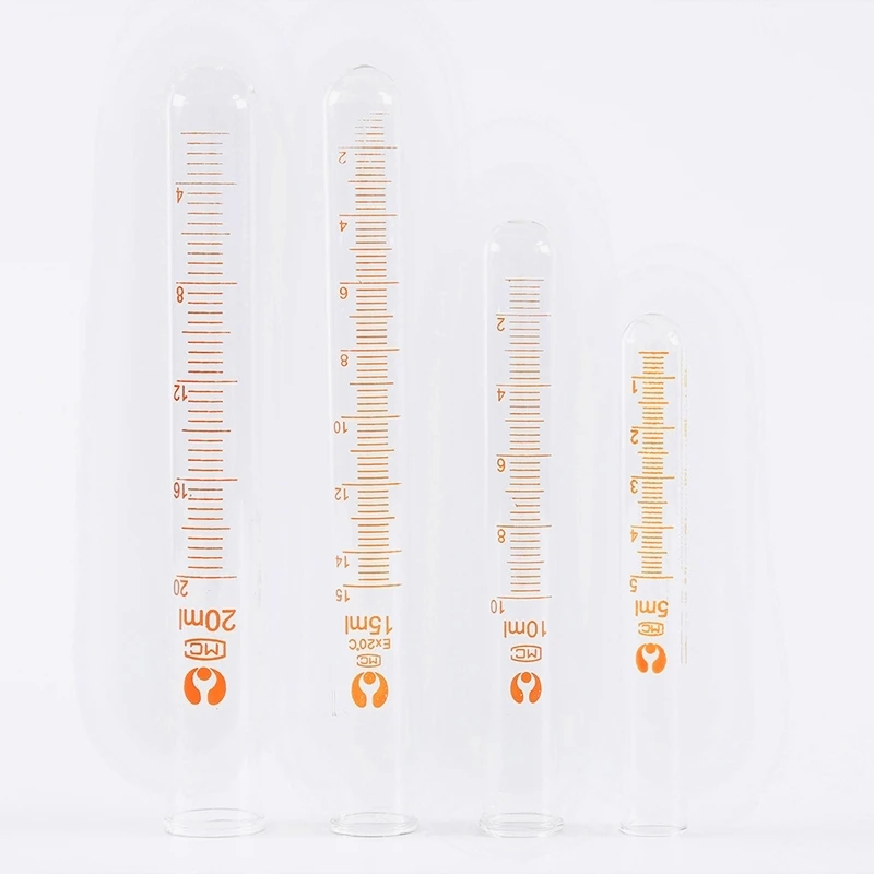 5ml 10ml 15ml 20ml  new Scale Line Glass Test Tube Round Bottom For Chemistry Laboratory School Supplies