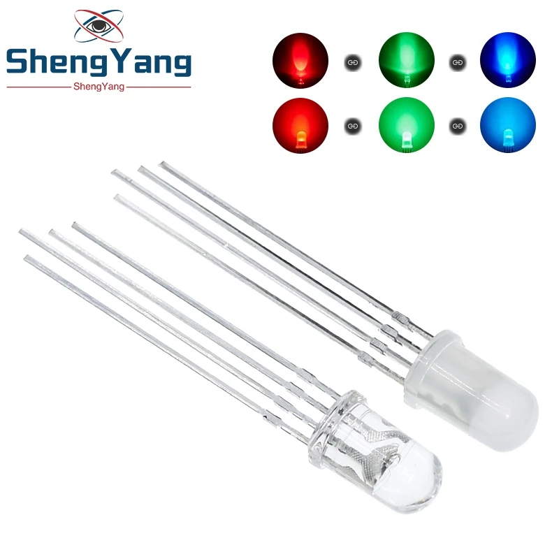 50pcs Multicolor 4pin 5mm Rgb Led Diode Light Lamp Tricolor Round