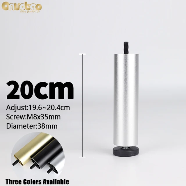 Onuobao 4PCS Furniture Leg M8 Screw Adjustable Aluminum Alloy Sofa Leg for Table Legs Raised Feet Refrigerator Washing Machine Silver-20cm