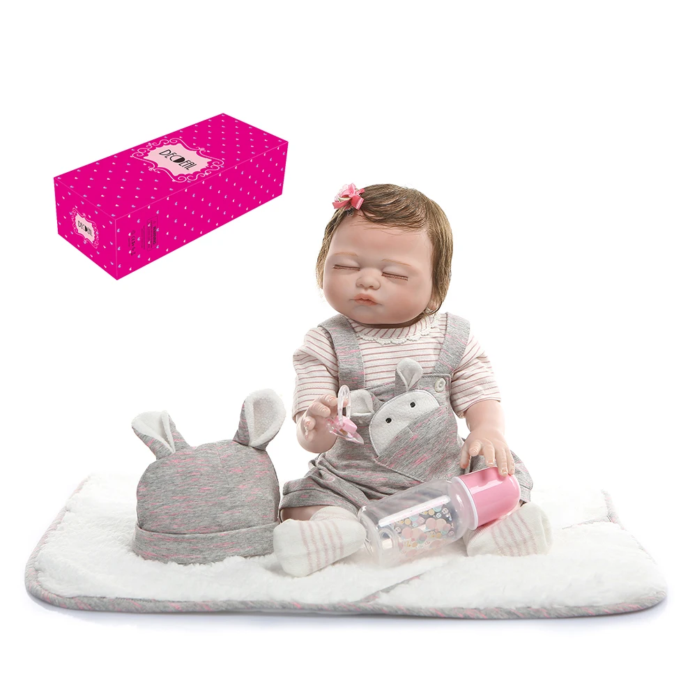 Кукла Reborn Decdeal силиконовая 19 дюймов для детей подарки девочек Белый сарафан с