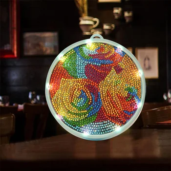 

2 in 1 5D Diamond Painting LED Light Full Drill Night Lamp For Home Decor Rose DIY Resin Plastic Material 15cm * 15 cm