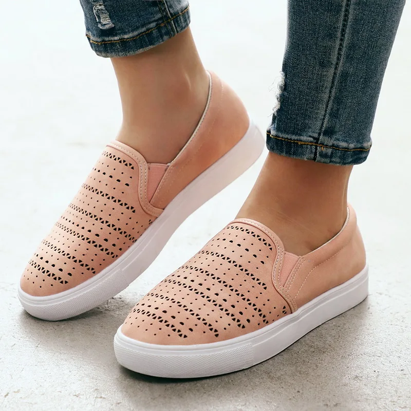 

2020 New Women'S Flat-Soled Solid Color Shoes Casual Hollow-Out Flat-Soled Shoes Hot Sale 2 Colors