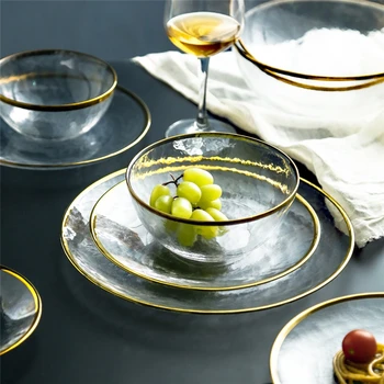 

Pure Color Ins Nordic Style Phnom Penh Western Glass Tableware Transparent Salad Fruit Plate Small Exquisite Creative.