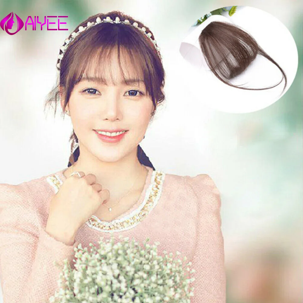 

AIYEE 6 Fake Fringe Air Bangs Clip in Hair Hair Bangs Extensions Clip In Hair Bangs for Women Hair Bangs Short Straight Front