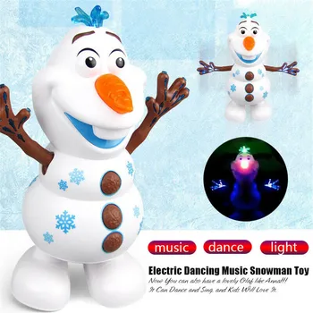 

Dancing Snowman Olaf Robot With Led Music Flashlight Electric Action Figure Model Kids Toy Animatronics Figurine