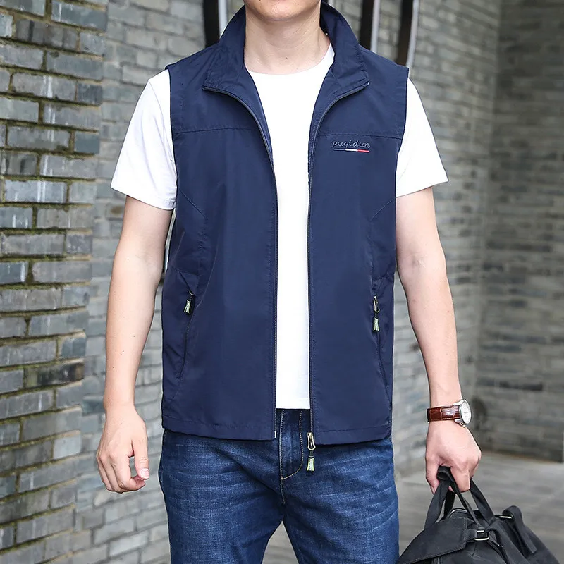 New Thin Men Vest Solid Windproof and Waterproof Casual Autumn