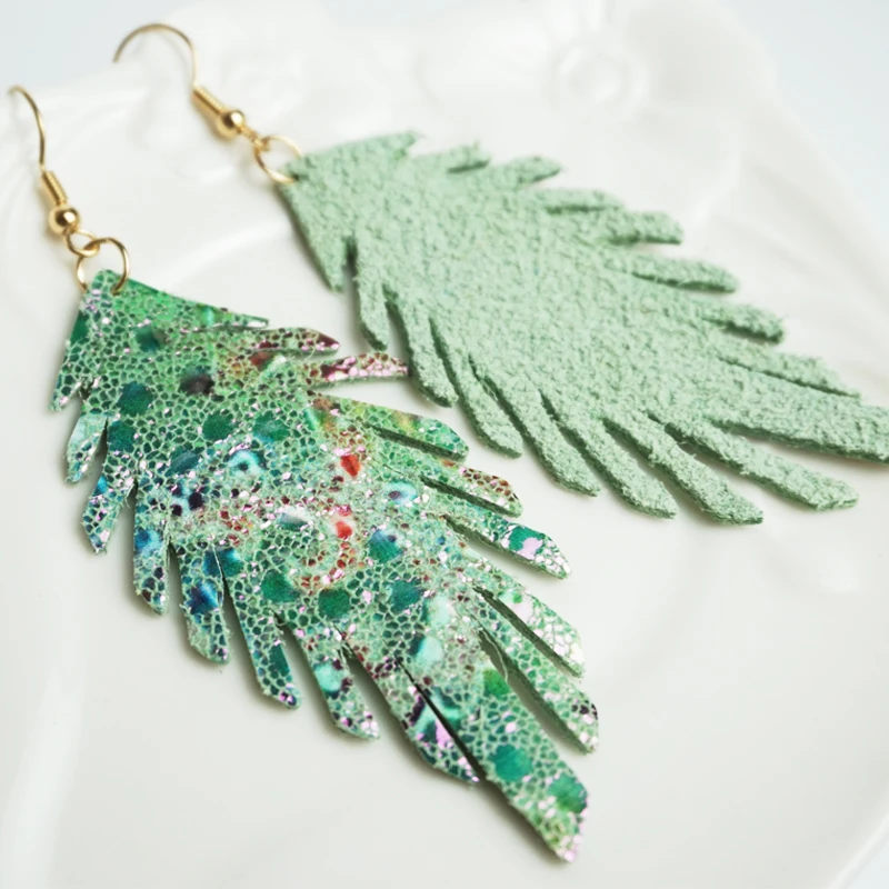 Серьги подвески женские из натуральной кожи с листьями 2019|Серьги-подвески| |