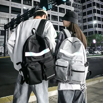 

Hong Kong Style INS Cool Couples Reflective Colorful School Bag Women's Korean-style Large-Volume Backpack