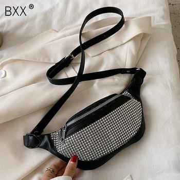 

[BXX] Small PU Leather Bags For Women 2020 Summer Luxury Diamonds Crossbody Shoulder Handbags Travel Chest Waist Bag HN198