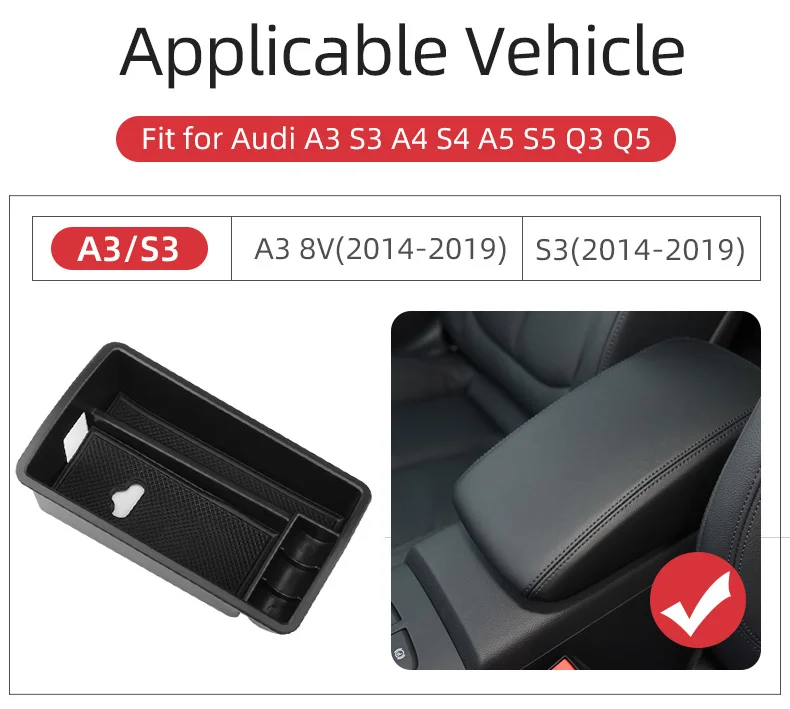 1 шт. внутренний центральный подлокотник коробка для хранения Органайзер для ауди Audi A3 8 в S3 A4 B8 B9 S4 A5 S5 Q3 Q5 Sportback Sline Avant аксессуары