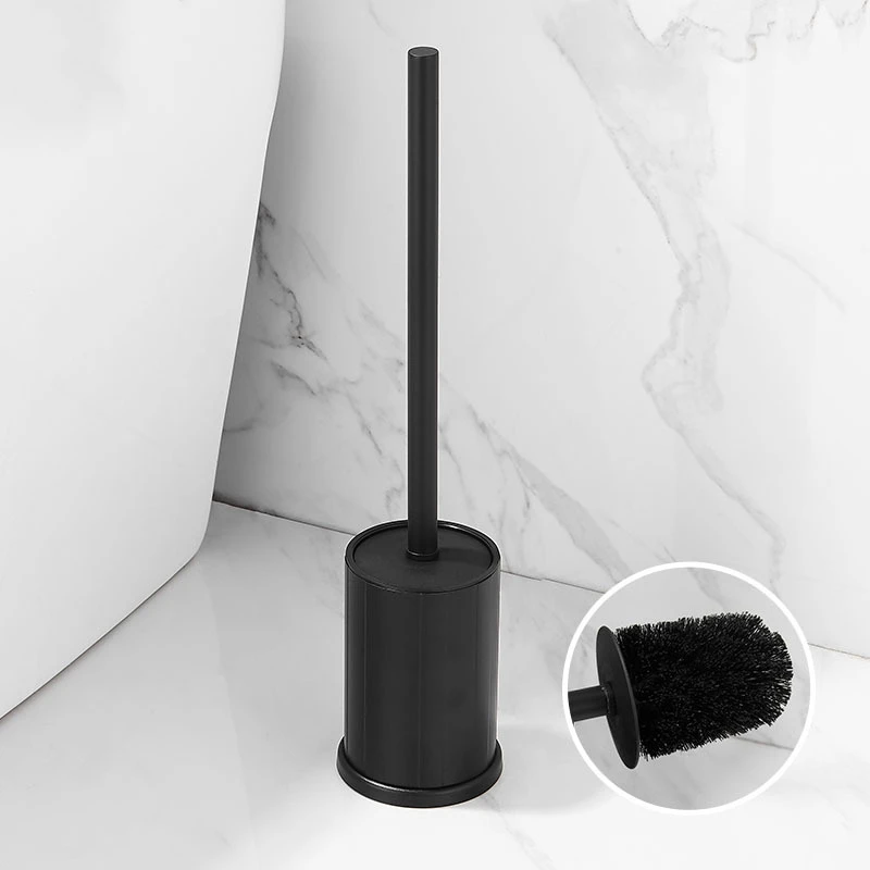 Floor-Standing toilet brush set Matt Black cleaning brush Creative toilet holder White Space Aluminum And ABS