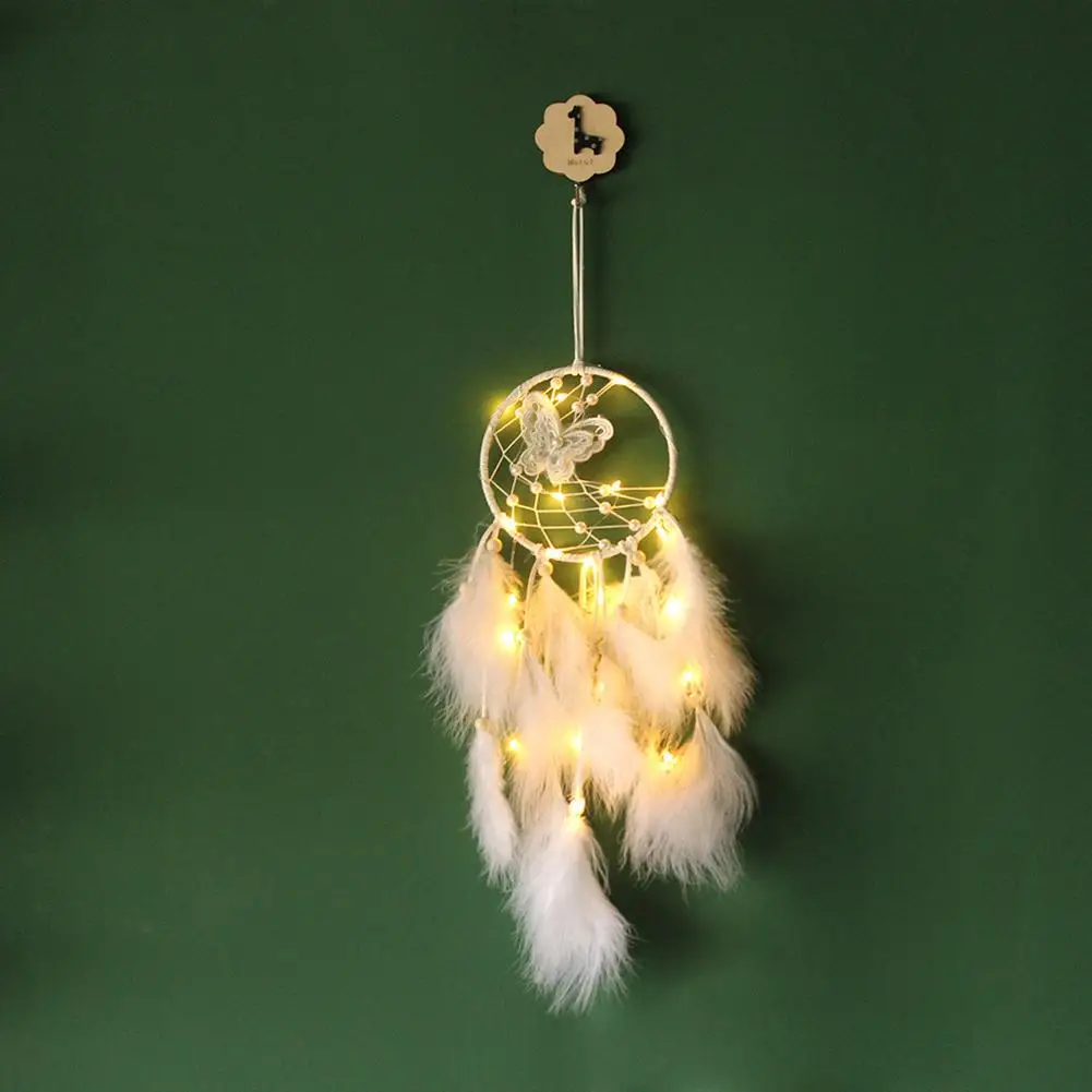 

Dream Catcher LED Lighting Feather Dreamcatcher Girl Room Decor Wedding Dream Catcher Wind Chime Nordic Hanging Car Home Decor