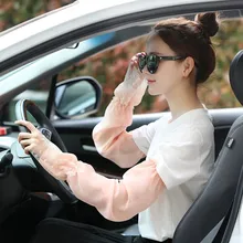 Стиль солнце-стойкие перчатки Для женщин Летняя одежда с зашитой от уф, тонкий лед кружевная Солнцезащитная-упорная манжета рукава с длинными