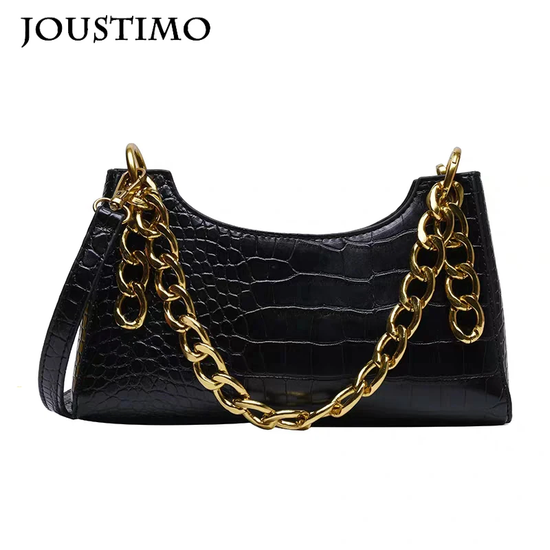 

Women Leather Handbags Luxury Brand Crossbody Totes 2020 New Fashion Alligator Big Chain Baguette Lady's Shoulder Messenger Bags