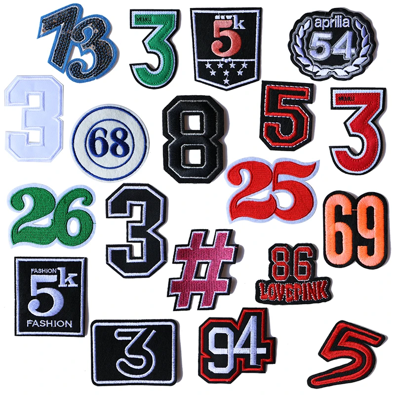 

Cartoon Decorative Patch Rectangle Numbers icon Embroidered Applique Patches For DIY Iron on Badges on clothes Stickers